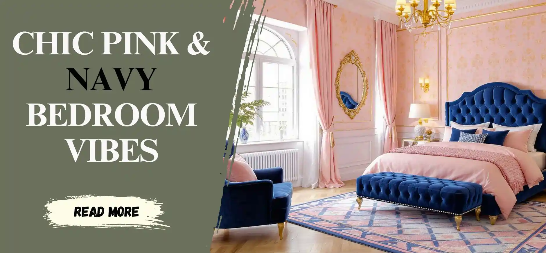 Chic Pink & Navy Bedroom Vibes