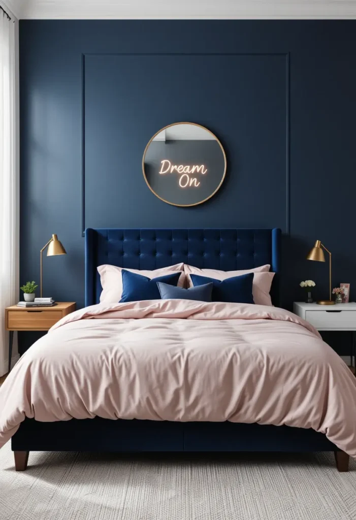 Go Bold with a Navy Accent Wall