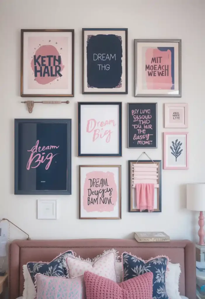 Navy and Pink Wall Art