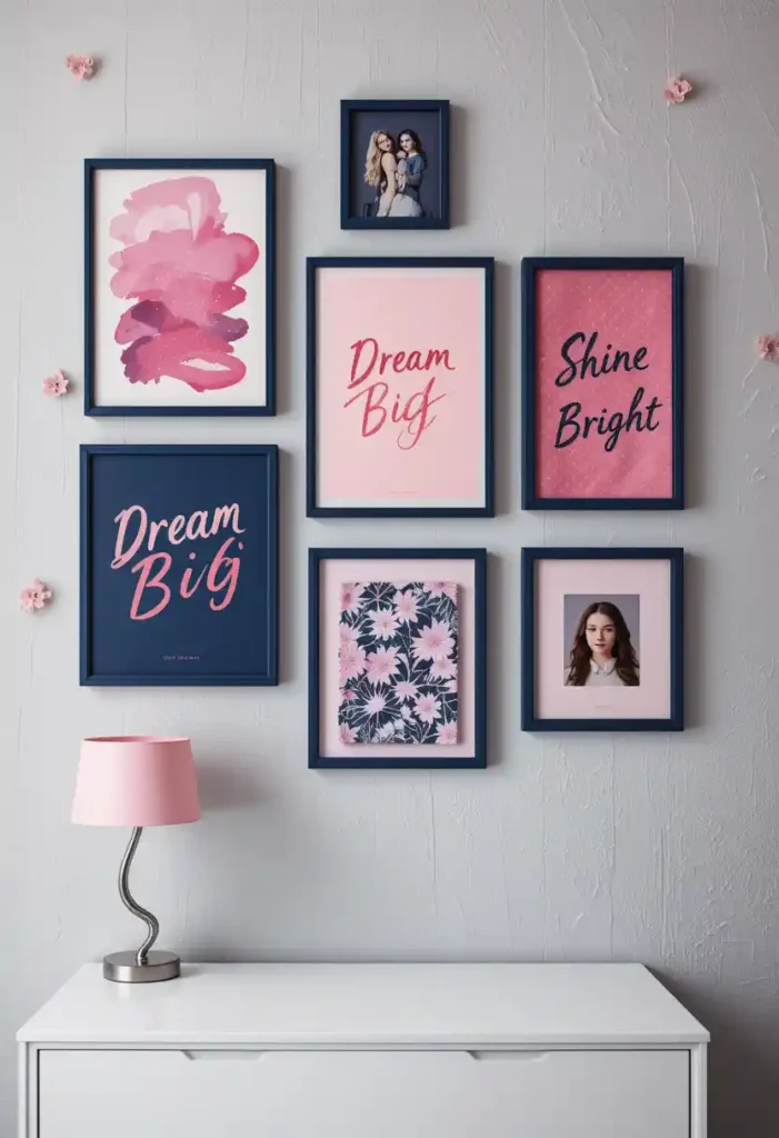 Navy and Pink Wall Art Combo