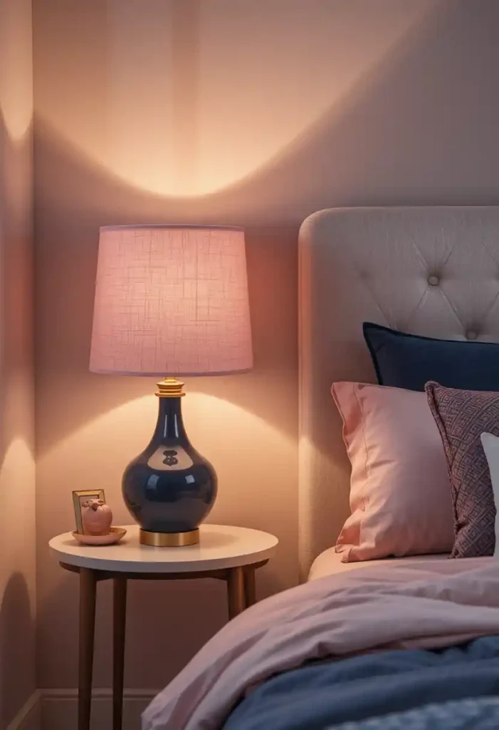 Pink and Navy Bedside Lamps