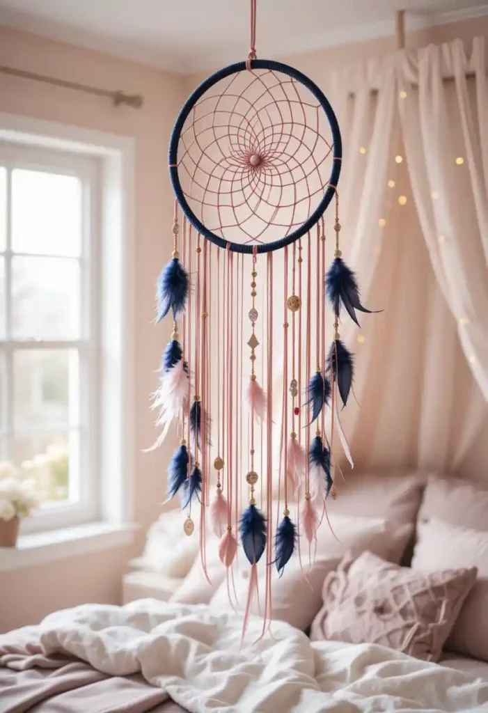 Pink and Navy Dreamcatcher