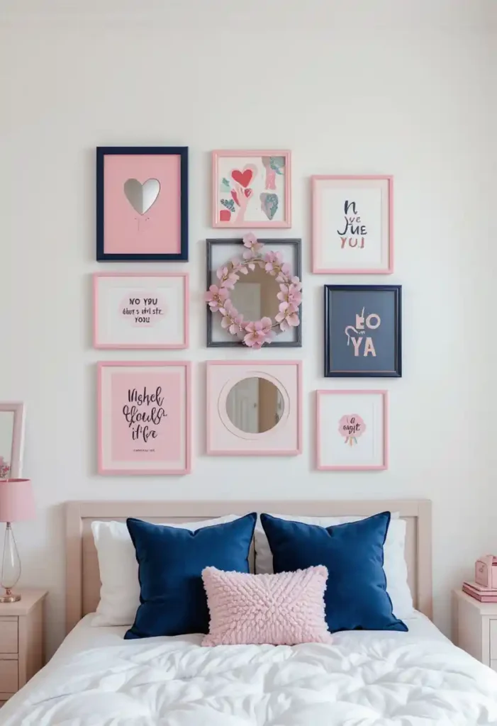 Pink and Navy Gallery Wall