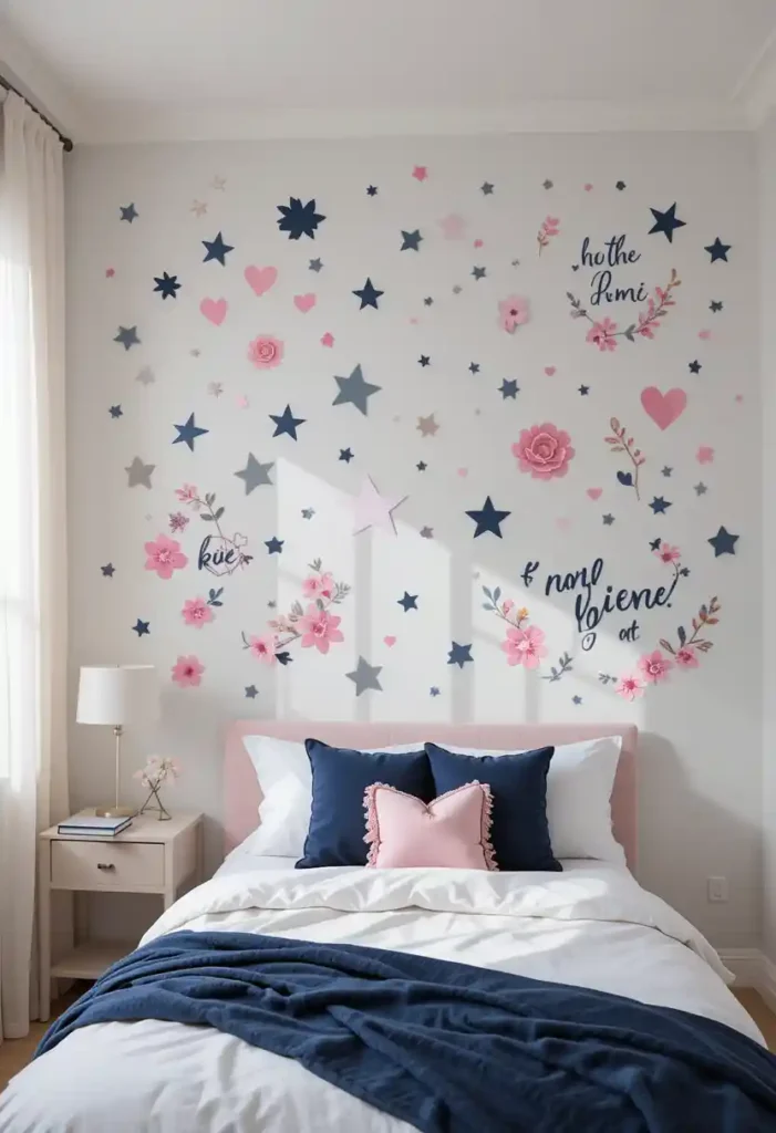 Pink and Navy Wall Decals