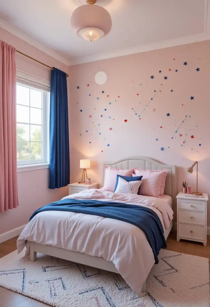 Pink and Navy Wall Decals