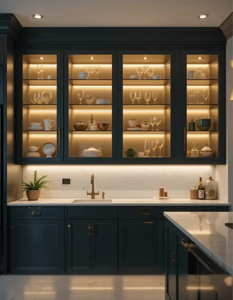 Accent Lighting in Glass Cabinets 