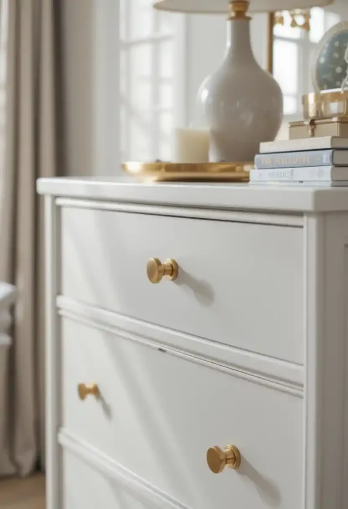 . Add Gold Hardware to White Furniture