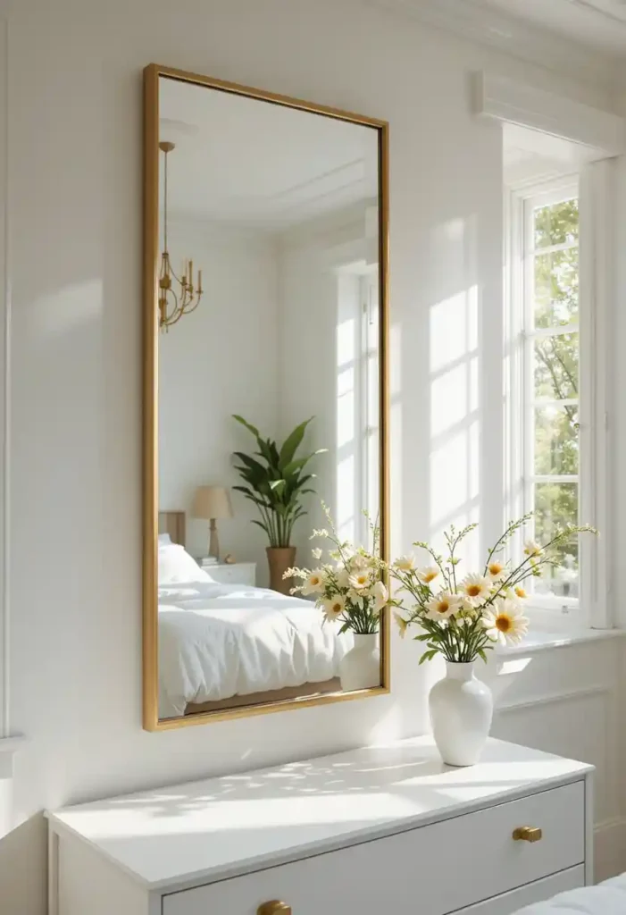 Add Gold-Trimmed Mirrors for More Light and Space