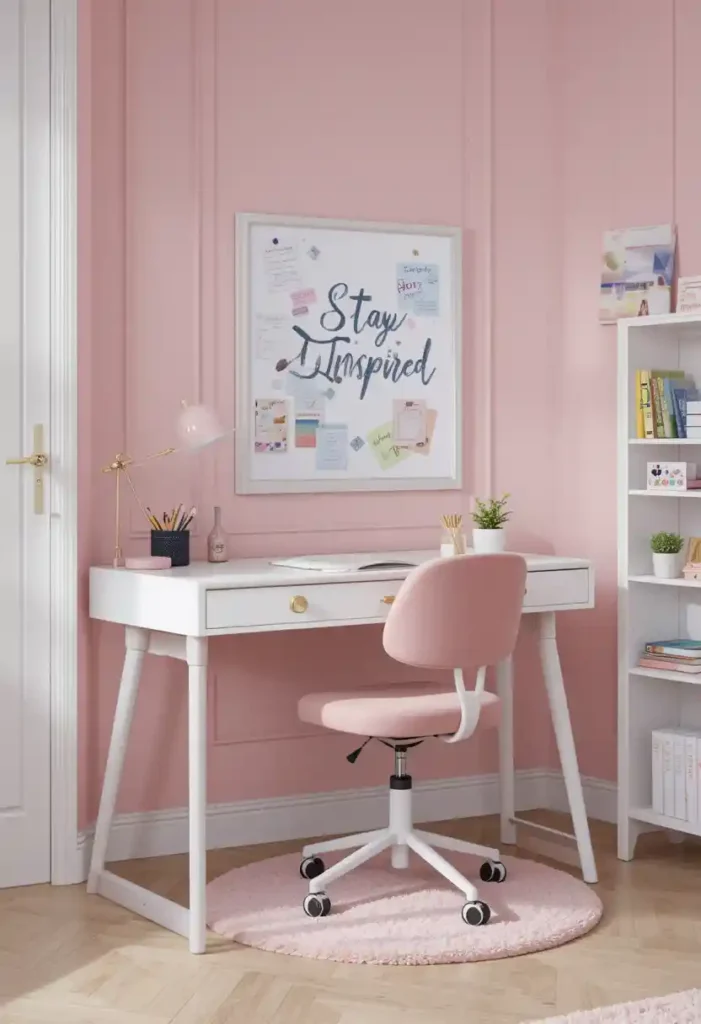 Add a White or Light Wood Desk for Balance