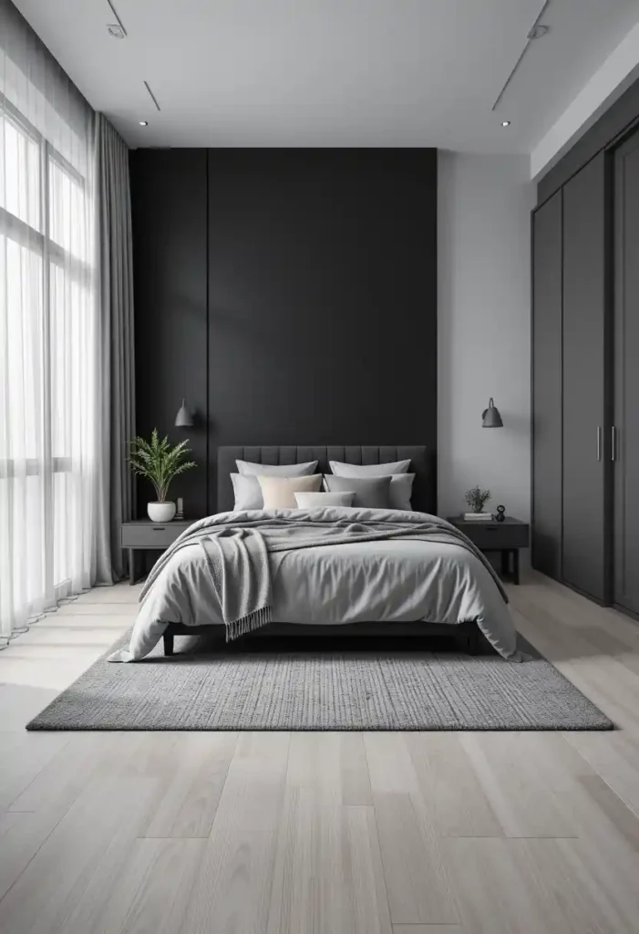 Black Accent Wall + Soft Grey Everything Else