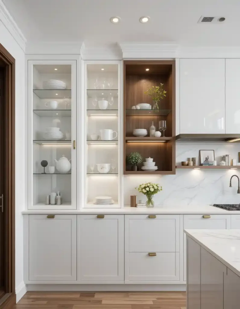 Blend Glass-Front Cabinets as a Middle Ground