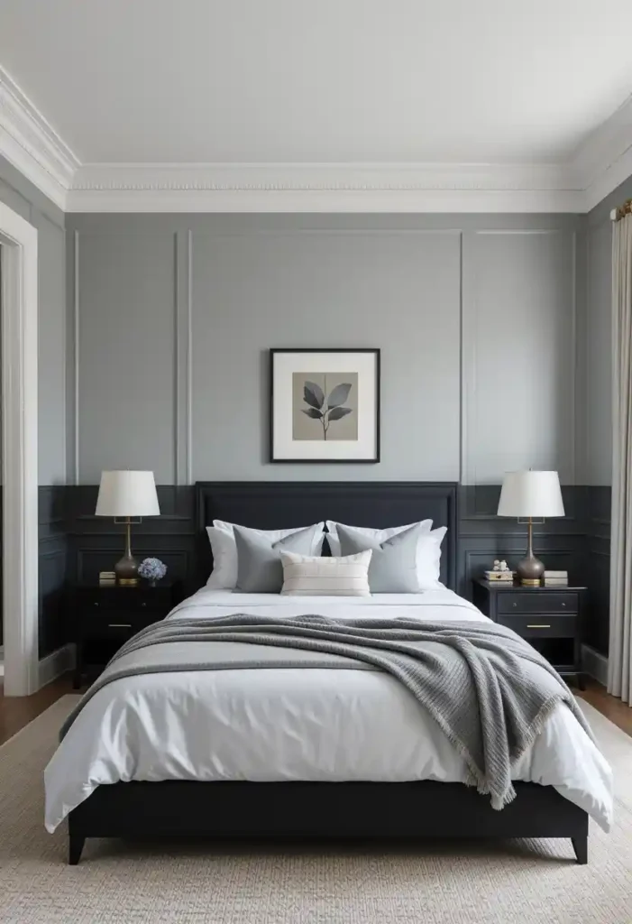 Charcoal Wainscoting + Crisp Grey Walls