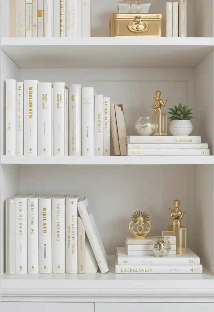 Display White and Gold Books or Boxes for Decor