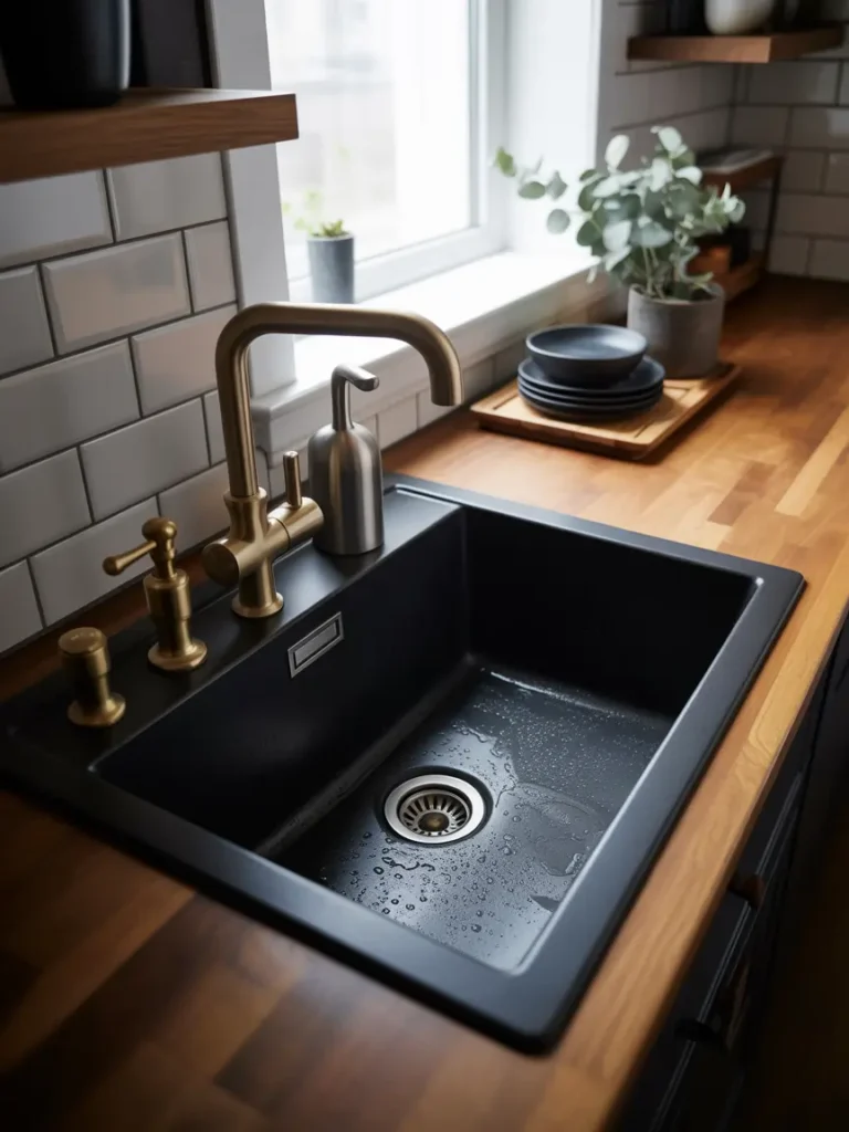. Go Bold with a Matte Black Sink