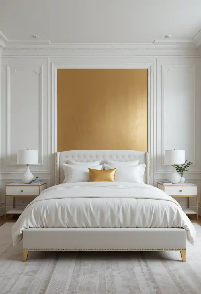 Gold Accent Wall with White Molding