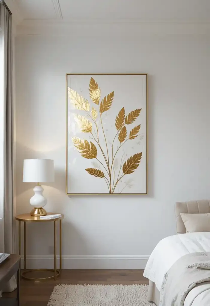 Gold Leaf Wall Art on White Backdrop