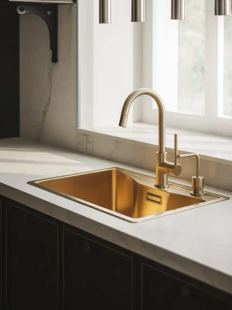 . Gold or Brass Finish Sinks for Luxe Vibes