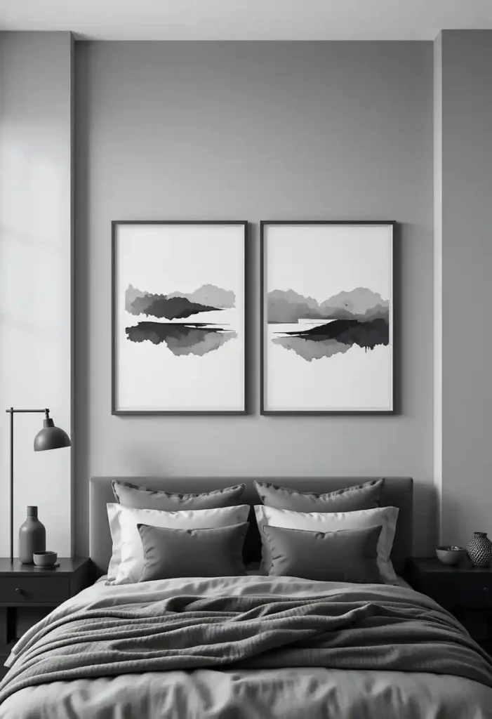 Grey Wall Art with Black Frames