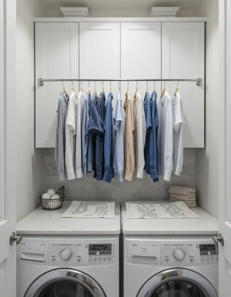 . Hang a Tension Rod for Hanging Clothes