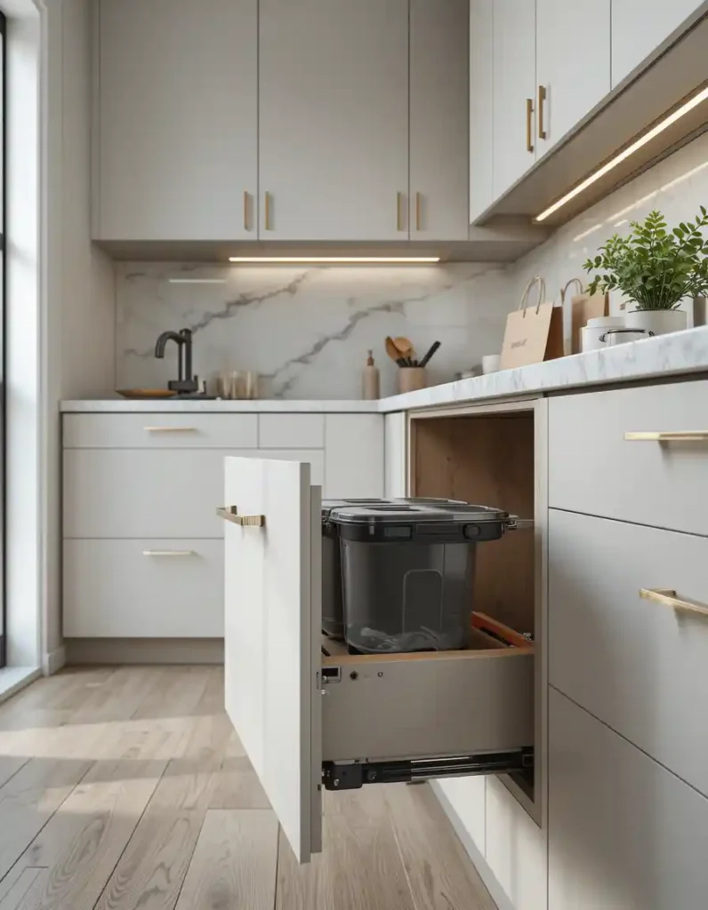 Hide Trash & Recycling in Pull-Out Cabinets
