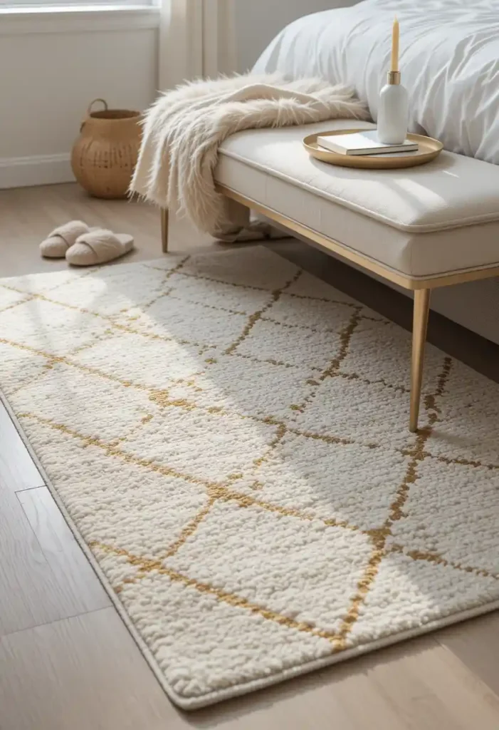 Incorporate Gold-Accented Throw Rugs