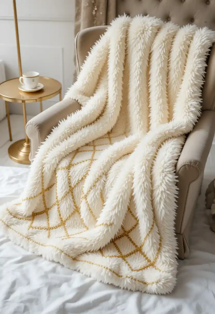 Incorporate Gold and White Throw Blankets