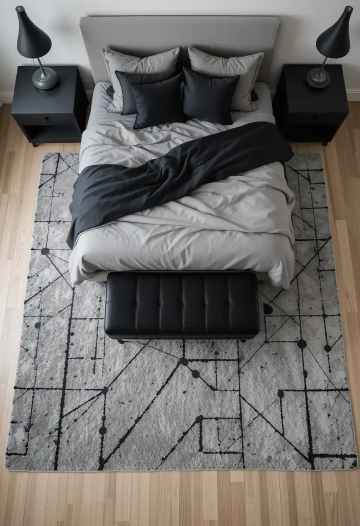 Incorporate Grey Area Rugs with Black Accents
