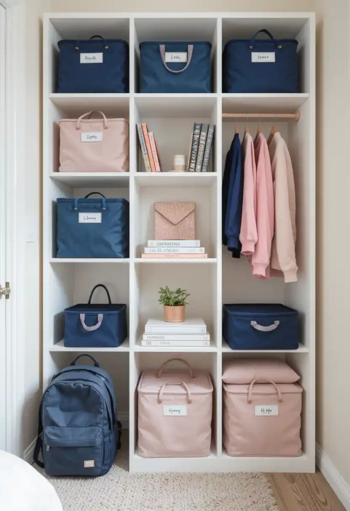 Incorporate Navy or Pink Storage Bins