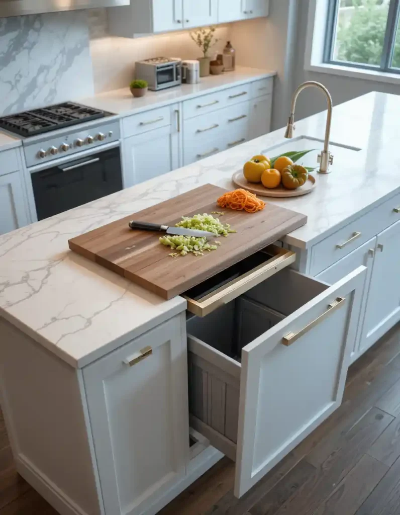 Install Pull-Out Cutting Boards with Trash Access