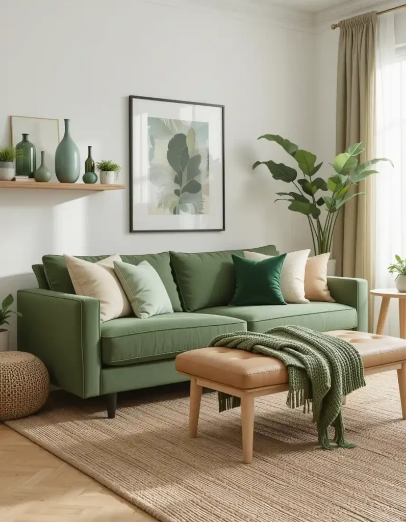 . Match Your Green Sofa with Green Accents