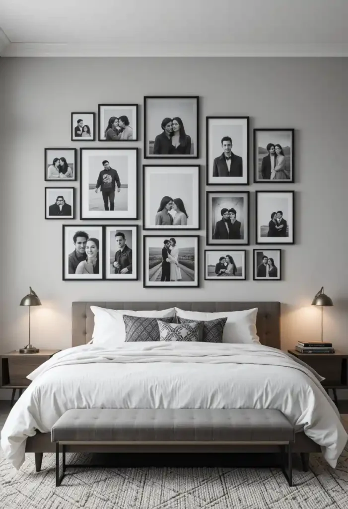 Monochrome Gallery Wall with Couple Photos
