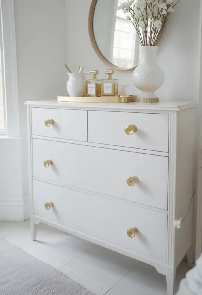 Opt for Gold Hardware on White Furniture