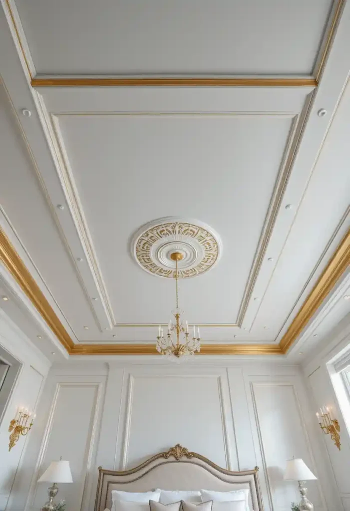Paint Your Ceiling White with Gold Trim