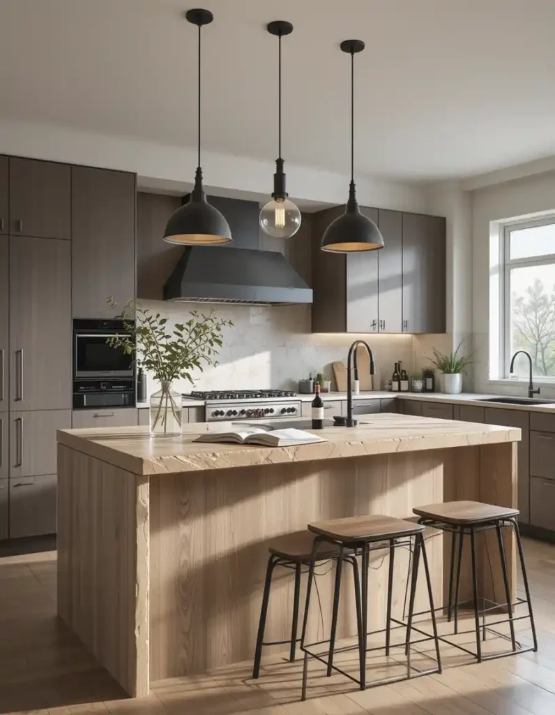 Pendant Lights Over the Island