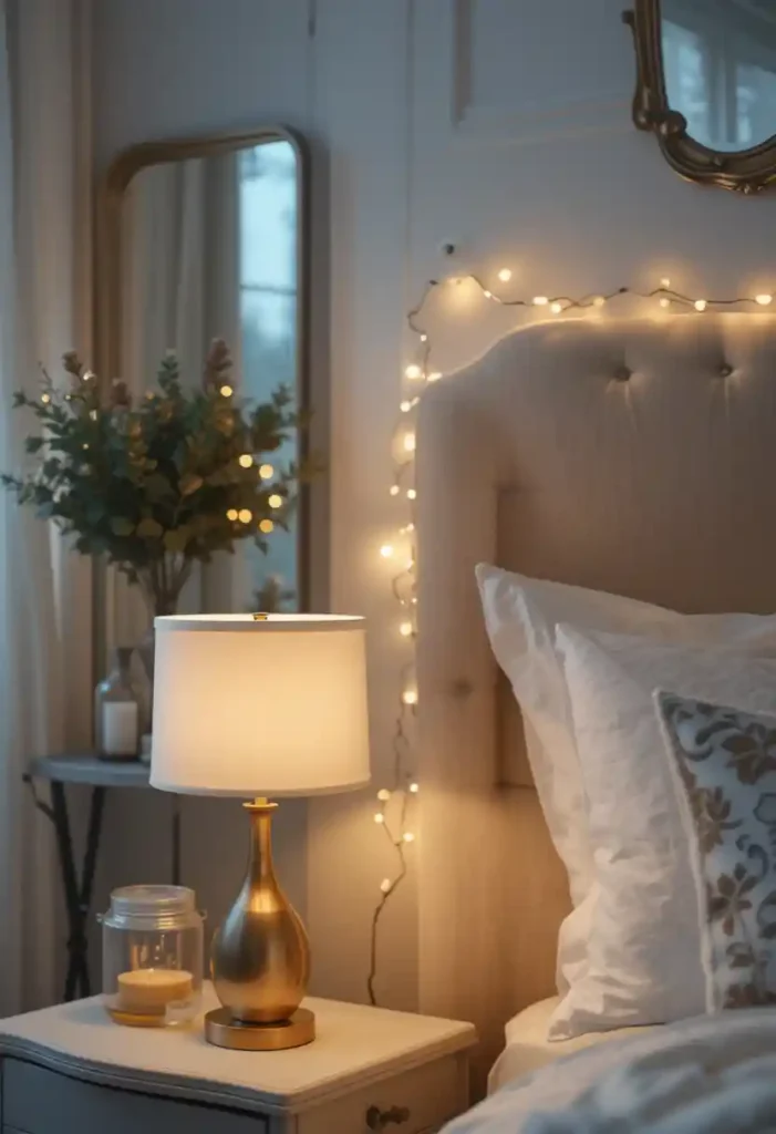 Place Gold and White Table Lamps on Nightstands
