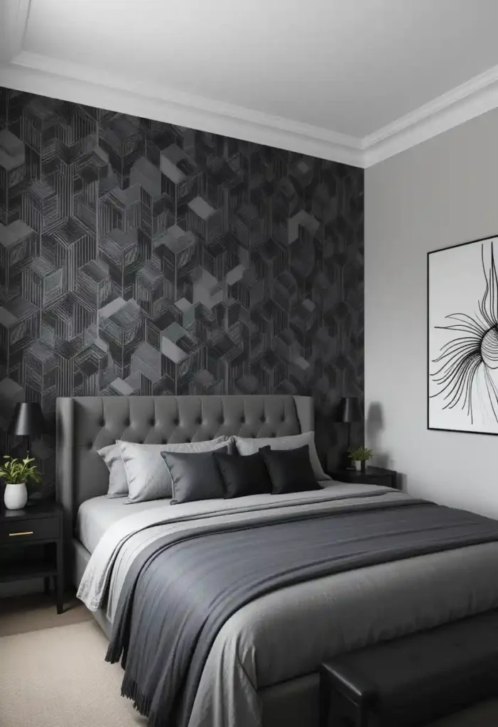 Play with Grey and Black Patterned Wallpaper
