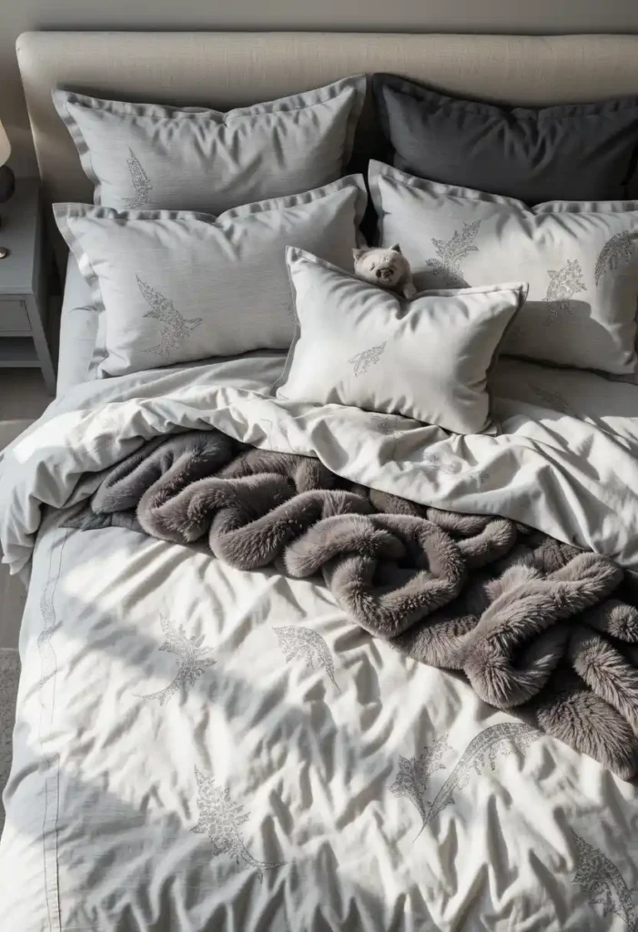 Soft Grey Bedding for a Relaxed Look