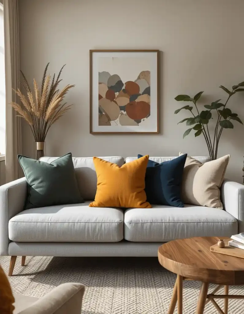 Start with Throw Pillows That Actually Pop ( Grey