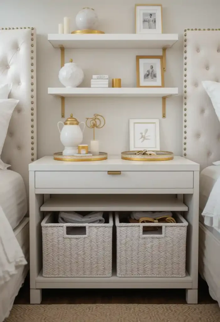 Store Smart with Gold Accent Baskets or Trays