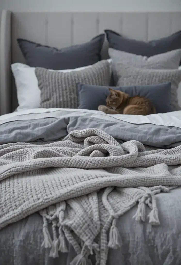 Textured Bedding in Mixed Greys