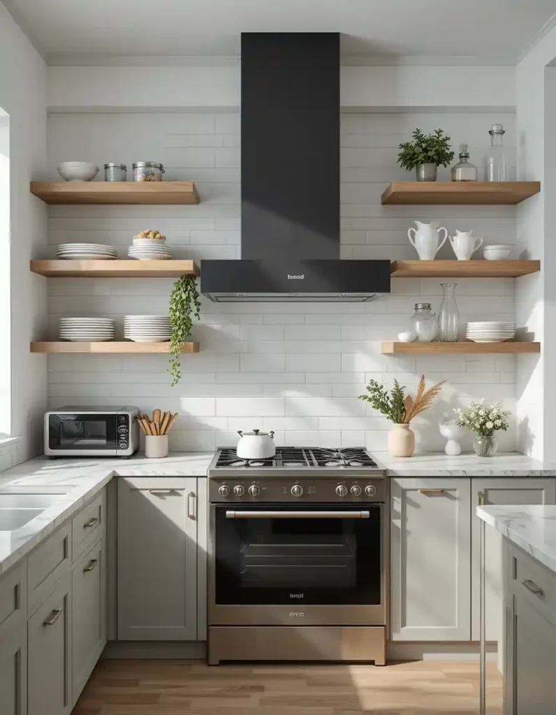 Understand the Perks of Both Shelving Styles Kitchen