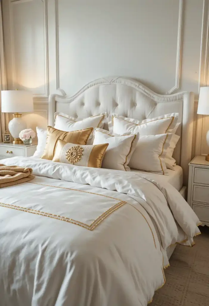 Upgrade Your Bedding with White and Gold Accents