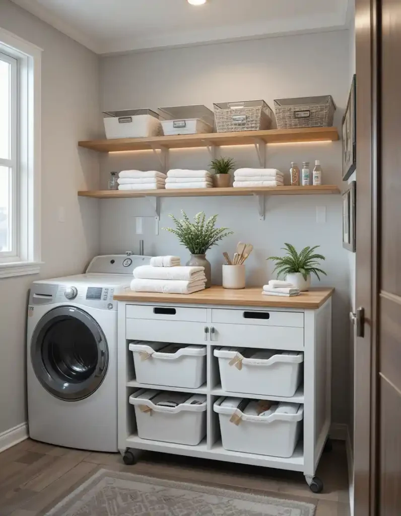 Use a Folding Station That Doubles as Storage