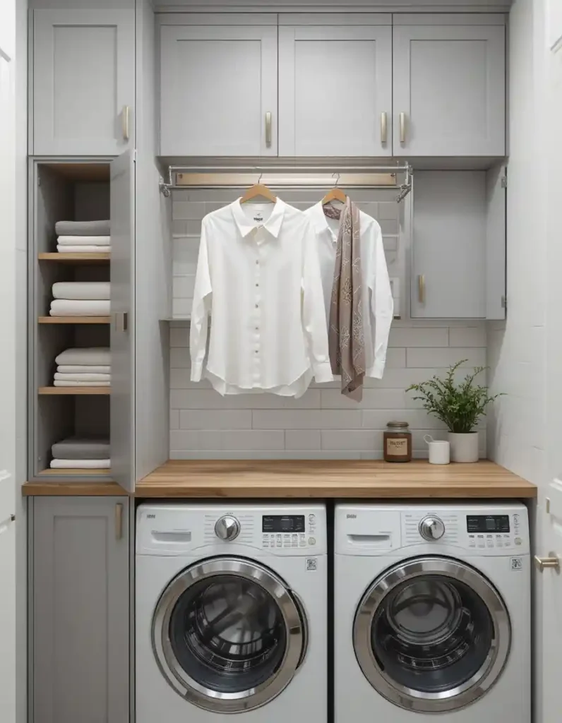 Use a Pull-Out Drying Rack or Folding Station