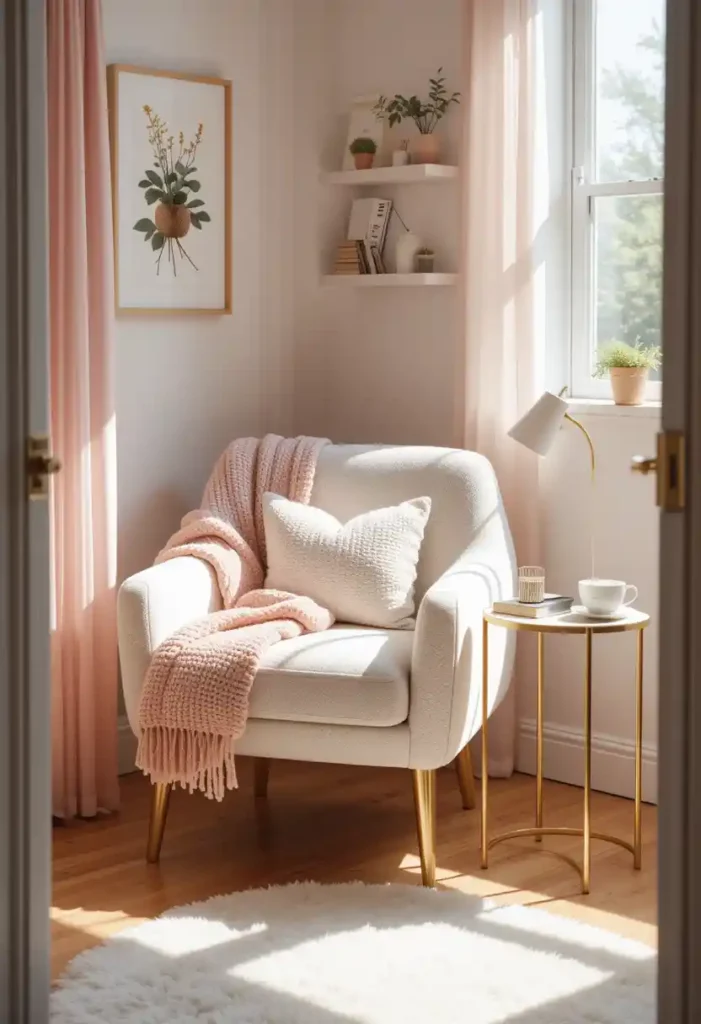 White Accent Chair with Gold Legs