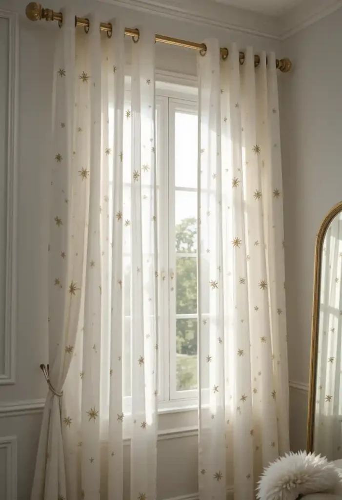 White Curtains with Subtle Gold Details