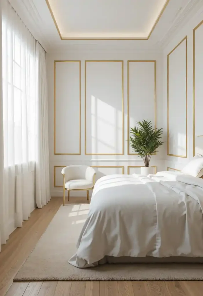 White Walls + Gold Trim = Instant Luxury