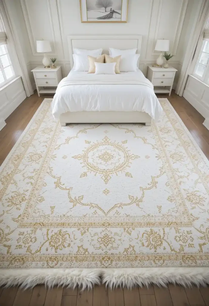 White and Gold Area Rugs