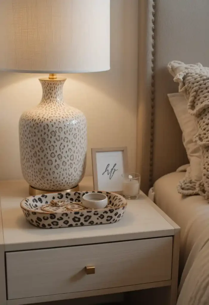 Add Subtle Leopard with Bedside Table Decor