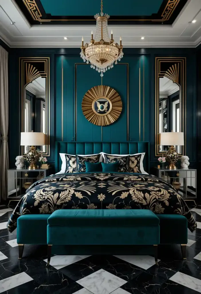 Art Deco Teal and Black